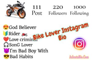 Bike Lover Instagram Bio 