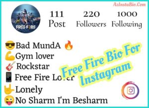 Free Fire Bio For Instagram 