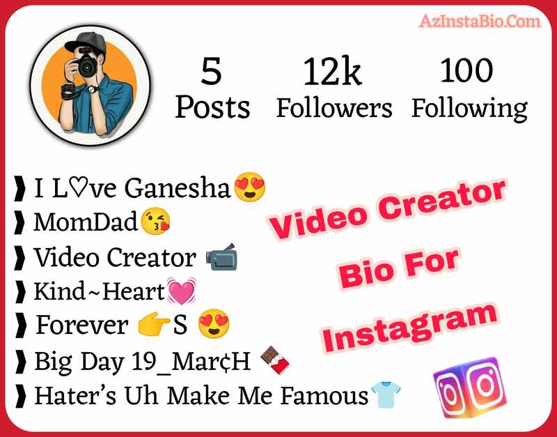 Video Creator Bio For Instagram 