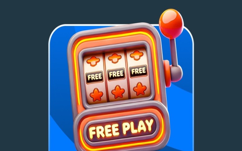 Free play slot practice mode showing reels and buttons for training sessions